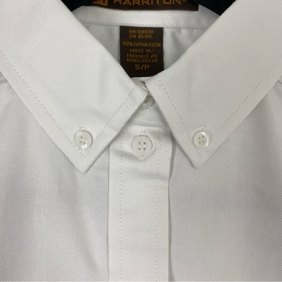 Harrington White Uniform Dress Shirt Top Cotton Button Down NEW Small - Picture 2 of 9